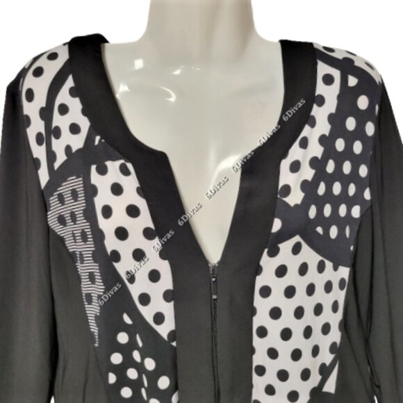POLKA Dot Black and White Top Blouse or Jacket Top  Size M, Size L-  NEW - Picture 6 of 10